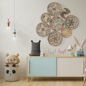 Cesta de pared tejida para decoración del hogar, plato colgante de pared, algas marinas, estilo elegante - Product Image 3