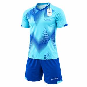 Men's Soccer Jersey Kit <b>Light</b> Blue Full Sleeve Moisture Wicking Polyester Crew <b>Neck</b> All Seasons Teenagers Regular Fit Custom - Product Image 5