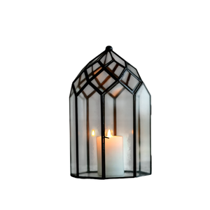 Vintage Metal Candle <b>Lantern</b> Decorative Indoor & Outdoor Hanging Lights With Clear Glass Panel <b>Black</b> Finish Farmhouse Home Decor - Product Image 3