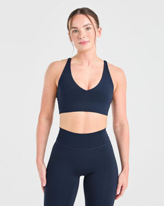 Best Quality OEM Women's 2-Piece Set High Waist Navy Blue Staple <b>Leggings</b> with V-Shaped Back Waistband Solid <b>Pattern</b> Plus Size - Product Image 3