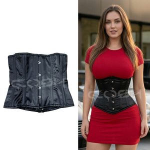 High Compression Waist Training Satin <b>Underbust</b> Body Shaper Front Busk Closure Steel Boned Corset - Product Image 4