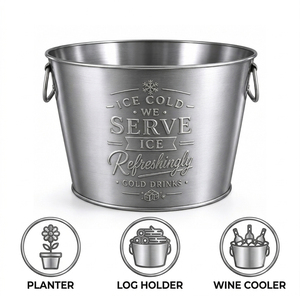 Embossed <b>5</b> Gallon Galvanized <b>Iron</b> Drink Tub - Product Image 5