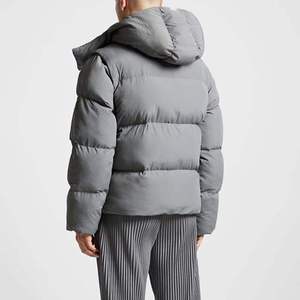 Black <b>Men's</b> <b>Canvas</b> Puffer <b>Jacket</b> Oversized Hooded Heavyweight Quilted Winter Coat Solid Front Outerwear - Product Image 3