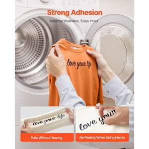 Rotolo di Vinile Termotrasferibile Nero Lucido 12 pollici x 50 piedi, Facile da Tagliare e Sverniciare, Forte Adesione per Accessori di Abbigliamento, Compatibile con Applicazioni a Caldo - Product Image 4