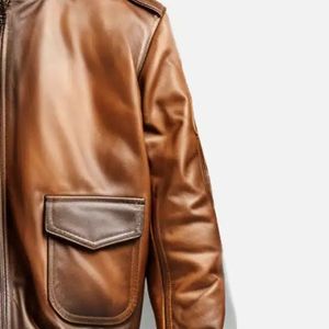 High Quality <b>Winter</b> Formal Men's Leather <b>Jackets</b> with Stand Collar and Front Logo <b>Waterproof</b> Breathable & Eco-Friendly - Product Image 5