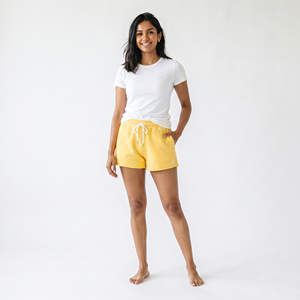 Shorts Deportivos Casuales de Algodón Terry para Mujer, con Cintura Ajustable con Cordón y Bolsillos, Corte Regular, para Correr - Product Image 1