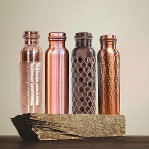 Pure Copper Water <b>Bottle</b> 1 Litre Leak-Proof Ayurvedic <b>Flask</b> Handmade Yoga Health Benefits <b>Bottle</b> for Hydration Eco-Friendly. - Product Image 1