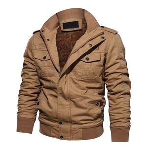 Cargo Jacket For Men Winter Warm Fleece <b>Lined</b> Bomber <b>Coat</b> Cotton Tactical Outerwear Full Zip Utility Multi Pocket Top - Product Image 6