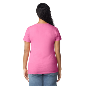 เสื้อยืดผู้หญิงสีชมพูอ่อน ผ้าฝ้ายนุ่ม สวมใส่สบาย แขนสั้น เสื้อยืดพื้นฐาน แฟชั่น เสื้อผ้าสั่งทำ ขายส่ง - Product Image 3