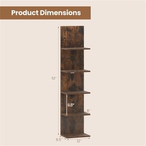 Mensola Galleggiante Rustica a 5 Livelli in Legno Ingegnerizzato Marrone 30,48 x 21,59 x 129,54 cm, 11 libbre per Mensola, 9,5 pollici - per Bagno, Realizzata in MDF - Product Image 5