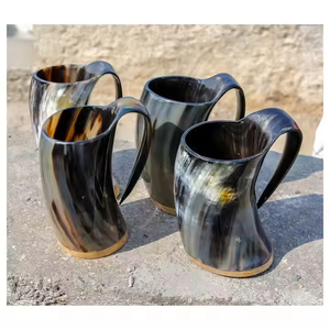 REHMAN CRAFT Handmade Natural Horn Drinking <b>Mug</b> Vintage Rustic Style <b>Large</b> Capacity Beer Tankard Handle Dining Wedding Home - Product Image 2
