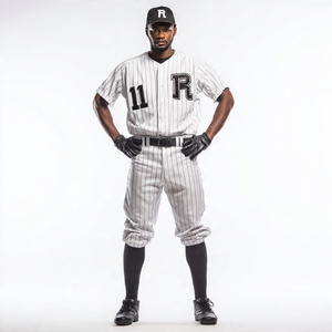 ชุดยูนิฟอร์มเบสบอลลายเส้นแบบกำหนดเอง ผ้าโพลีเอสเตอร์ 100% เสื้อซอฟต์บอลคุณภาพสูง ชุดยูนิฟอร์มเบสบอลลายเส้น - Product Image 3