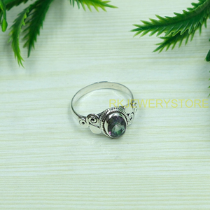 Anillo de Topacio Místico, Anillo de Plata de Ley 925, Anillos de Compromiso y Boda Hechos a Mano para Mujer, Joyería de Topacio Místico, Regalo de Navidad para Ella - Product Image 2