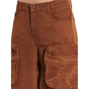 Pantalones Cargo de Mezclilla para Hombre, Color Sólido, Corte Holgado, Cintura Media, Pierna Ancha, para Invierno, 100% Algodón Lavado - Product Image 6