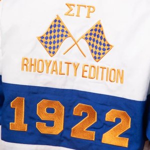 Veste de course Sigma Gamma Rho pour femme, bleu et or, style bomber colorblock, fermeture éclair, style streetwear décontracté, sororité grecque - Product Image 6