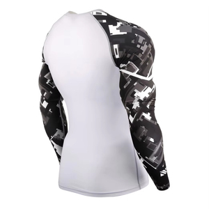 Rashguard unisexe à effet délavé pour homme, haute qualité, durable et confortable, pour entraînement en salle de sport et fitness, avec manches de compression - Product Image 3