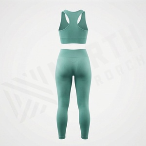 Custom Wholesale Fitness Yoga Set <b>Womens</b> Beauty <b>Back</b> Crop Top High Waist Pants Scrunch Butt Gym Wear Activewear Tops - Product Image 2