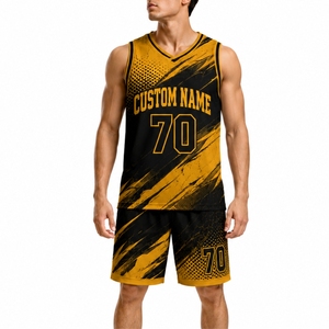Ensemble d'uniformes de basketball personnalisés pour hommes, sublimation sur mesure, design d'équipe, qualité supérieure, séchage rapide, coupe athlétique, léger et performant - Product Image 1