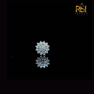 Imperial Cluster Solitaire <b>Nose</b> Pin Lab Grown Diamond Floral <b>Stud</b> Solid Gold 9K 14K 18K Fine Jewelry - Product Image 2