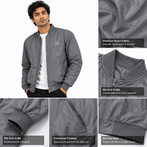 Chaquetas Bomber Ligeras para Hombre con Cierre Frontal y Ribetes Acanalados, Estilo Casual Urbano, Abrigo Cálido Cortavientos, Venta al por Mayor OEM, Proveedor y Fábrica de EE. UU. - Product Image 5