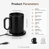 Mug en céramique chauffant intelligent avec logo personnalisé, base chauffante USB, affichage de la température, grande capacité, cadeau promotionnel, tasse à café
