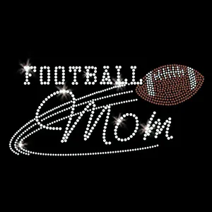 Men's & Women's Football Mom <b>Rhinestone</b> T-Shirt 2026 Solid Black Regular Fit Colorful Sparkle Crystal Streetwear <b>Top</b> HD - Product Image 3