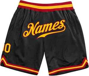 Pantalones Cortos de Baloncesto Negros y Rojos con Logotipo Bordado en la Parte Delantera para Hombre, Cintura Alta, Estilo Vintage, Transpirables, de Secado Rápido, Malla de Poliéster - Product Image 3