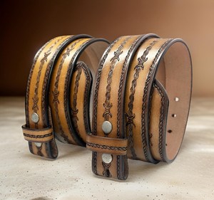 Genuine Leather Western Hand <b>Tooled</b> Leather and Hand Painted Floral <b>Belts</b> Real Handmade <b>Tooled</b> Leather Unisex Waist <b>Belts</b> - Product Image 6