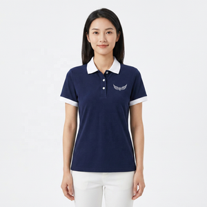Chemise à manches courtes bleu marine pour homme, col blanc, poignets unis, couleur unie, décontractée, en tissu popeline tricoté respirant 100% coton, avec poche - Product Image 3