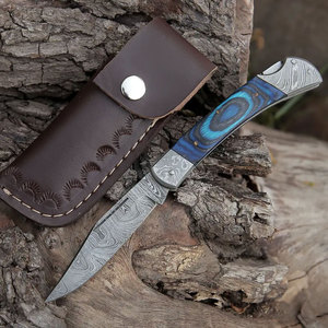 Damascus Steel Folding Knife Handmade Durable Patterned Steel Pocket Design Outdoor <b>Camping</b> Hiking Fishing Travel Utility <b>Tool</b> - Product Image 6