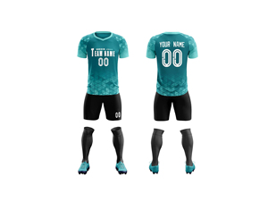 Ensemble de maillots de football personnalisés, col en V, manches courtes, impression sublimée, polyester respirant, kit d'équipe pour adultes - Product Image 4