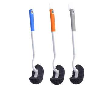 Cepillo de limpieza para inodoro de mango largo montado en la pared con cabezal de cerdas curvadas, de plástico ecológico, limpiador de baño con soporte para inodoro tipo squat - Product Image 1