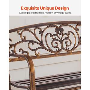 50-Inch Outdoor Carbon Steel Glider <b>Bench</b> Armrests <b>Cast</b> <b>Iron</b> Backrest Weatherproof for Patio <b>Garden</b> Front Porch Antique Bronze - Product Image 5