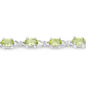 Pulsera de Peridoto Natural Certificado en Plata de Ley, Ovalada, Estilo Tenis, Gema Verde, Piedra de Nacimiento de Agosto, Regalo de Joyería para Ella - Product Image 3