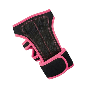 Neoprene Half <b>Finger</b> Fitness Gloves With Adjustable Wrist <b>Strap</b> Non Slip Grip For Gym Weight Lifting Unisex Black Pink - Product Image 3