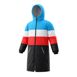 OEM Service Swim <b>Parka</b> <b>Jacket</b> with Full Zip, Color Block Design, <b>Waterproof</b> Fabric and Warm Fleece Interior for Swimming Teams - Product Image 3