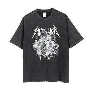 เสื้อยืดวินเทจคุณภาพพรีเมียม OEM ลายกราฟิกแบบกำหนดเอง เสื้อยืดฮิปฮอปสีดำล้วน สตรีทแวร์ พิมพ์ลาย แอซิดวอช ทรงโอเวอร์ไซส์ - Product Image 2