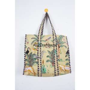 Bolso Tote Hecho a Mano en India, 100% Algodón, Rayado, con Asa Larga, para Mujer, Ecológico, Estilo Boho, Bolso Grande para la Playa o Fiestas - Product Image 1