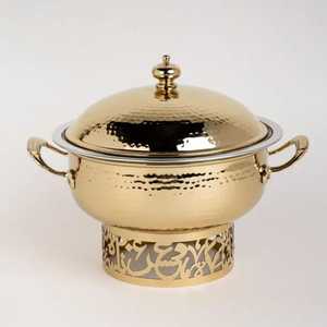 Casserole de service de luxe bimétallique avec couvercle conique doré martelé, base en acier inoxydable, boîte à roti indienne, plat à chapatis, marmite à aliments chauds - Product Image 4