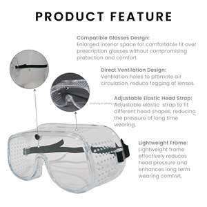 ANSI Z87+ Certified Anti-Fog over the glasses wide vision safety goggle for protect against chemical splashes - Product Image 4
