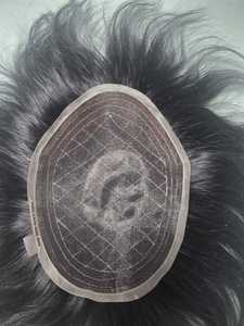 Full <b>Lace</b> Human Hair <b>Wig</b> Remy Hair Natural Black Transparent <b>Lace</b> Swiss Base Glueless For Men - Product Image 4
