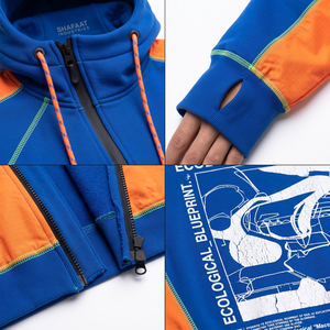 Hoodie Homme Extralarge Court Respirant avec Poches 500 GSM en Coton Biologique Recyclé Molleton Bouclé Ripstop Grid-Stop - Product Image 4