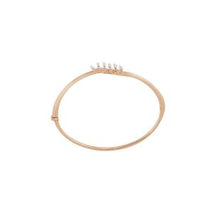 Premium and Unique <b>Gold</b> Plated Diamond <b>Bangle</b> 0.26 Ct Round Brilliant Cut Claw Setting Women's Minimalist Geometric Luxury Wear - Product Image 2