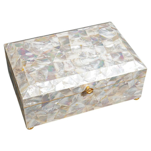 Caja de joyería artesanal con incrustaciones de nácar azul floral, organizador de almacenamiento de adornos, artesanía india hecha a mano, caja de regalo. - Product Image 3