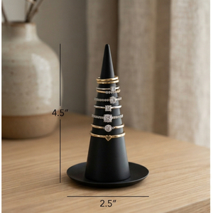 Petit support à bagues en métal en forme d'arbre, présentoir de bijoux de bureau avec crochets en forme de feuille et plateau de base pour bagues et boucles d'oreilles - Product Image 5