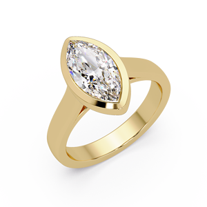 Anillos de Compromiso y Matrimonio de Oro Puro de 14K con Diamante Cultivado en Laboratorio de Corte Marquesa de 1.50 Ct, Certificado IGI, Engaste de Bisel, Joyería de Venta Caliente - Product Image 2