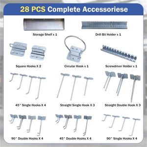 Pannello Portautensili Minimalista in Metallo da 4 Piedi, Kit Organizzatore da Parete per Bagno, Garage, Attrezzi, Gioielli, in Plastica - Product Image 3