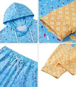 Conjunto de 2 piezas de sudadera con capucha y pantalones deportivos estilo Ice Cream Hoodie, conjunto informal de sudadera con capucha y pantalones deportivos. - Product Image 6