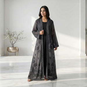 Abaya Larga y Ligera para Mujer, Estilo Árabe, Abierta por Delante, Manga Larga, para Ocasiones de Oración - Product Image 1