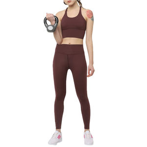 Ensemble de leggings de fitness pour femmes de haute qualité, couleur unie, respirant, tricoté sans couture, avec logo - Product Image 5